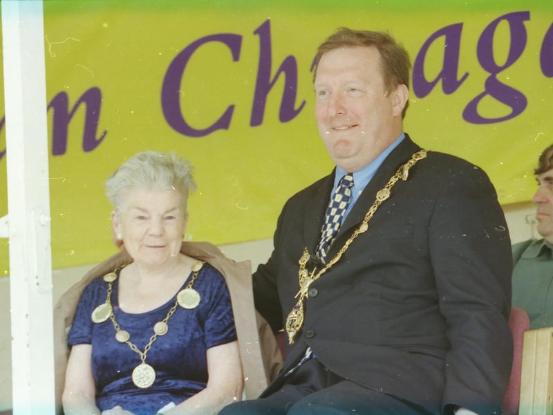 The Mayor Pat Ramsey, on the main platform at the Creggan Festival.