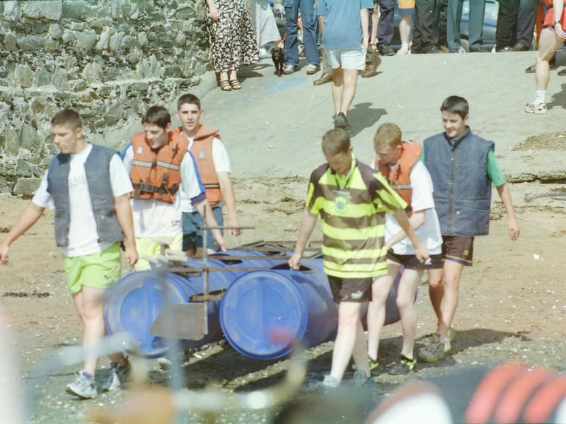 One crew gets set to launch during the Moville raft race.