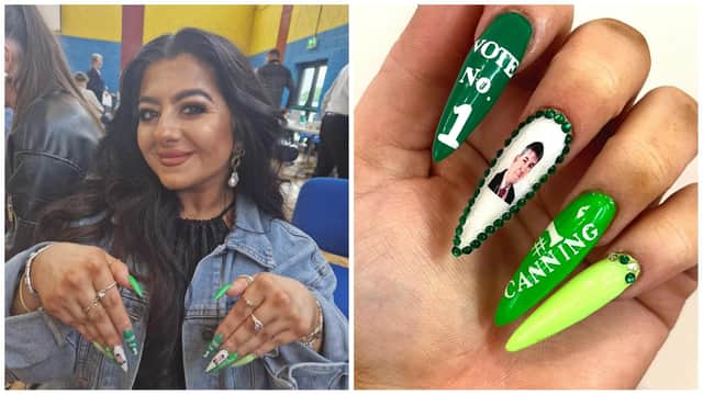Vanessa Canning shows off her nails in support of her father, Councillor Paul Canning.