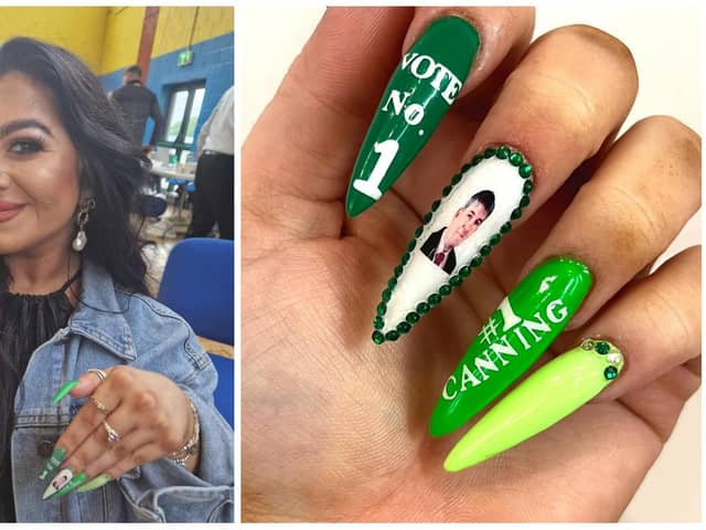 Vanessa Canning shows off her nails in support of her father, Councillor Paul Canning.