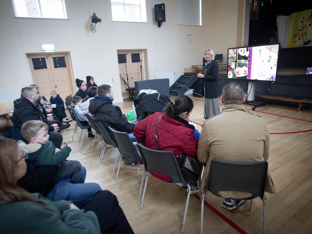 MODEL OPEN DAY. . . . .Ms. Julie O'Loughlin, Principal, Model Primary School, Derry addressing prospective pupils and their parents during the school's Annual Open Day on Monday last. (Photos: Jim McCafferty Photography) : .