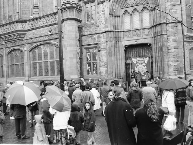 Low wage protestors in Guildhall Square.