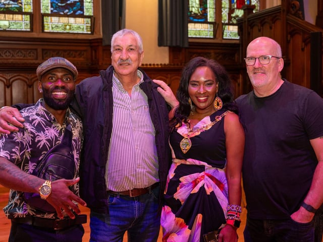 The Mayor Councillor Lilian Seenoi-Barr has once again hosted an Our Guildhall Our Space event for younger and older people in April with entertainment from In Your Space Circus School, Black Paddy, Richie Remo and DJ Tyree Patton. Picture Martin McKeown. 12.04.25 : Pictured are guests at the Mayor's penultimate Our Guildhall, Our Space in Derry.