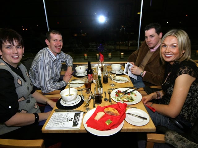 Ciara Brit, Damien Brit, Garleth Conway, Oonagh Conway 0220JML : Derry and Donegal folk out for a night at the Lifford Races back in February 2006.