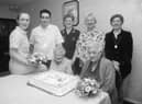 Staff and residents of Culmore Manor enjoying Mother's Day.