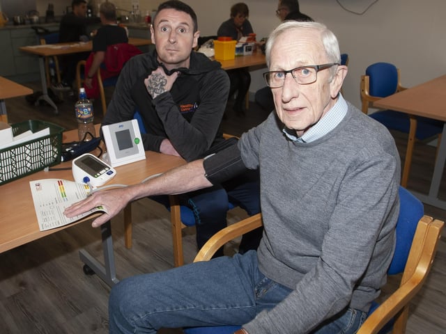 A blood pressure check for William Divers from OLT’s Peter Simms on Saturday morning.