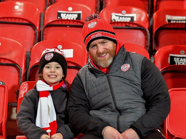 Derry City fans at the game against St Patrick’s Athletic at the Brandywell on Friday evening. Photograph: George Sweeney.