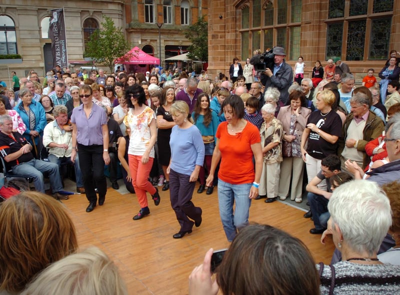 The Derry Set Dancers performing in Guildhall Square on Saturday as the Fleadh got into full swing over the weekend. (DER3313PG063)