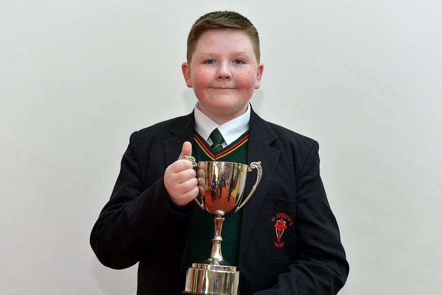 Luca Doran, St Joseph’s Boys School, was awarded the George Hamill memorial Cup for Original Poetry age 11-14 at the Feis Dhoire Cholmcille on Thursday at the Millennium Forum. Photo: George Sweeney.  DER2315GS – 190