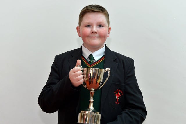 Luca Doran, St Joseph’s Boys School, was awarded the George Hamill memorial Cup for Original Poetry age 11-14 at the Feis Dhoire Cholmcille on Thursday at the Millennium Forum. Photo: George Sweeney. DER2315GS – 190