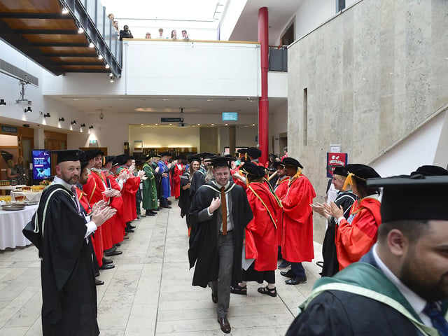 Students gathered in the Millennium Forum for the graduation ceremony.