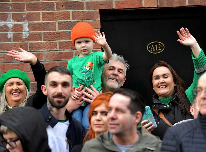 Revellers at the St Patrick’s Day parade, in Derry, on Friday afternoon. Photo: George Sweeney. DER2311GS –  79
