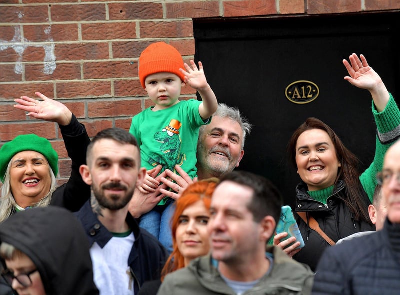 Revellers at the St Patrick’s Day parade, in Derry, on Friday afternoon. Photo: George Sweeney. DER2311GS – 79