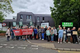 Some of the hundreds of BBC Northern Ireland NUJ journalists, contributors and supporters striking at the picket lines in Derry and Belfast outside Radio Foyle on Friday.
