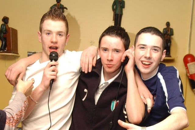 Some of Mary Gallagher's friends who provided the entertainment at her surprise 40th birthday. Included are, Johnny Doran, Paddy Jr and DJ Sam.                              :Party snaps from 2003 by Hugh Gallagher