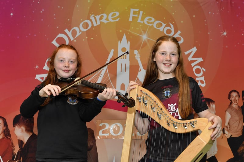Aideen and Ava Bradley achieved First place in U12 Duet at Fleadh Mhór Dhoíre. Photo: George Sweeney