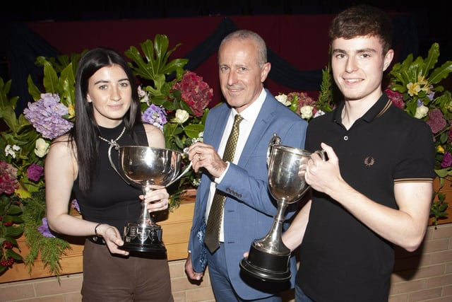 Suranne Mullan, Guest speaker Mr Conal Donaghy and Dara Donaghy pictured at the Oakgrove Prizegiving.