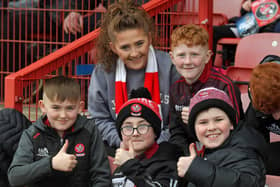 Young fans at the Derry v Dublin game in Celtic Park. Photo: George Sweeney. DER2309GS – 74