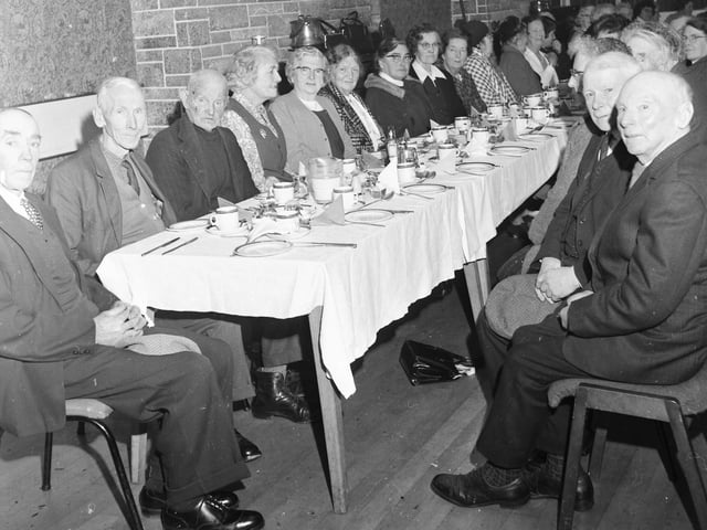 Senior citizens at a Christmas party in Malin
