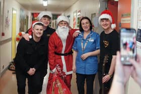 Lavengro with staff at Altnagelvin Hospital's Children's Ward.
