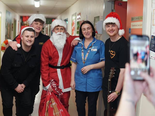 Lavengro with staff at Altnagelvin Hospital's Children's Ward.