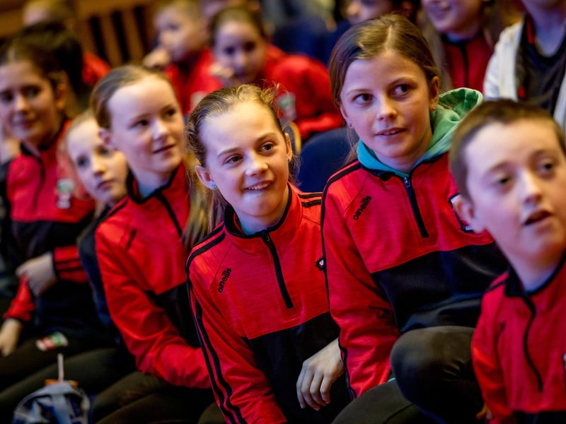 Pupils from Gaelcholáiste Dhoire enjoying the show