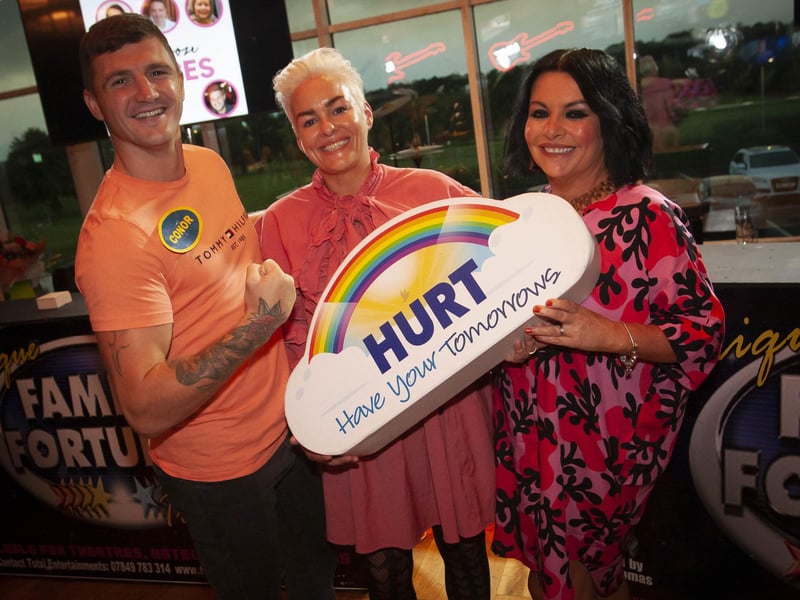Derry boxer Connor ‘The Kid’ Coyle shows his support for the Hurt ‘Family Fortunes’ event on Friday night at Link 48.