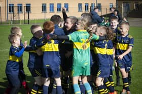 Don Bosco’s celebrate winning on penalities during Sunday’s Sean O’Kane Memorial Cup at St. Joseph’s Boys School, Derry. (Photos: Jim McCafferty Photography)