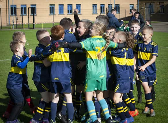 Don Bosco’s celebrate winning on penalities during Sunday’s Sean O’Kane Memorial Cup at St. Joseph’s Boys School, Derry. (Photos: Jim McCafferty Photography)