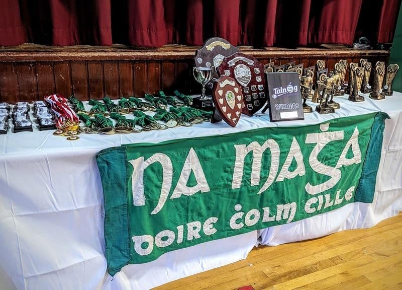 The array of awards on offer at the Na Magha underage presentation evening at St Brigid's College.