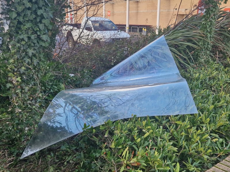 Plastic sheeting from a trolley canopy untethered at Sainsbury's.