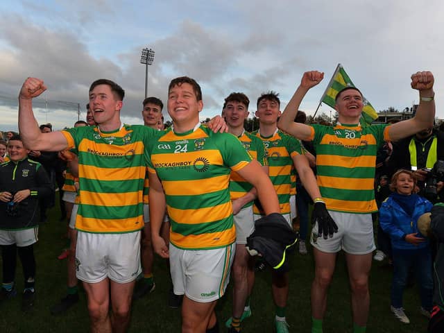 Glenullin are back in he Division One after victory over Eoghan Rua in the Saturday's promotion/relegation play-off. Photo: George Sweeney