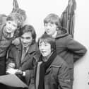 George Best meets some young fans as Tobermore F.C.'s grounds back in 1984.