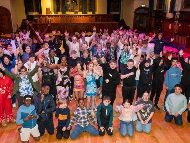 The Mayor Councillor Lilian Seenoi-Barr has once again hosted an Our Guildhall Our Space event for younger and older people in April with entertainment from In Your Space Circus School, Black Paddy, Richie Remo and DJ Tyree Patton. Picture Martin McKeown. 12.04.25 : Pictured are guests at the Mayor's penultimate Our Guildhall, Our Space in Derry.