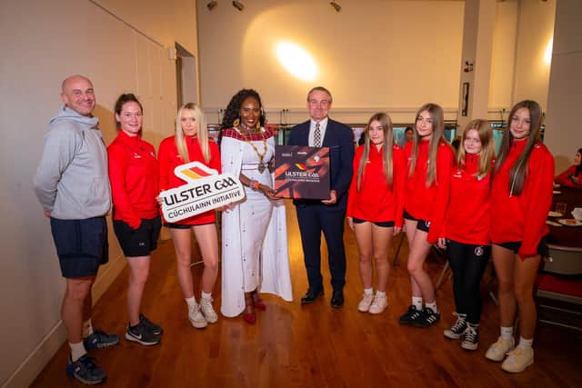 Strabane Academy students Mayor of Derry City and Strabane District Council, Councillor Lilian Seenoi Barr.