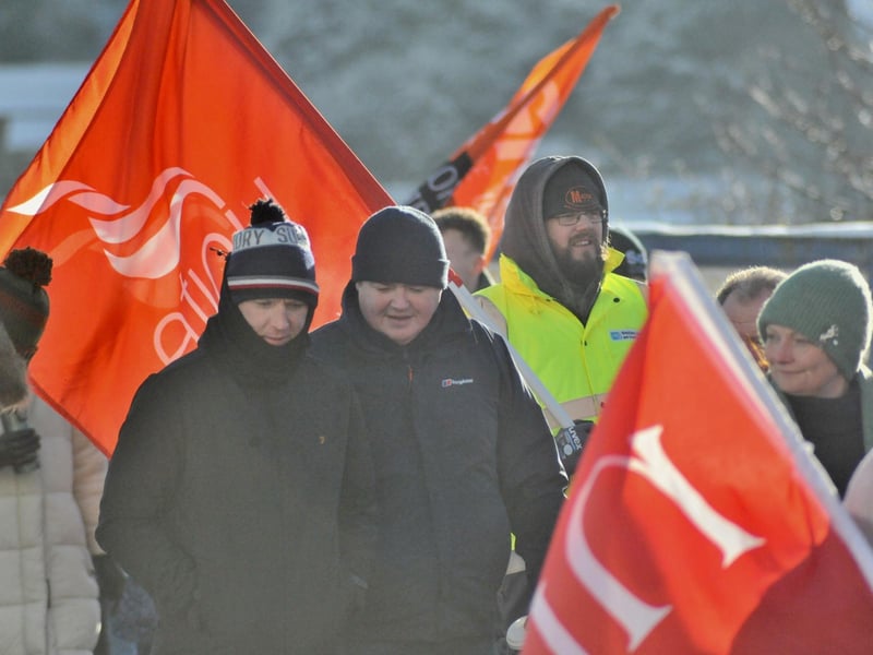 Striking public sector workers in Derry.
