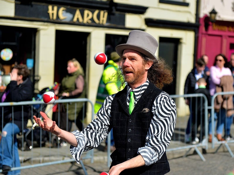 Entertaining the crowds at the Easter Monday parade in Carndonagh. Photo: George Sweeney. DER2315GS – 53