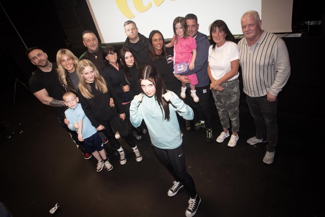 Irish champion boxer Shaniece Robinson pictured with members of her family at Tuesday's premiere.