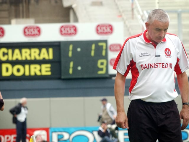 Disappointed Derry manager Mickey Moran at the final whistle in Croke Park in 2004.