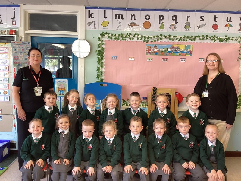 Greenhaw Primary School P1s with Teacher Mrs McFadden Assistant Mrs Devine.