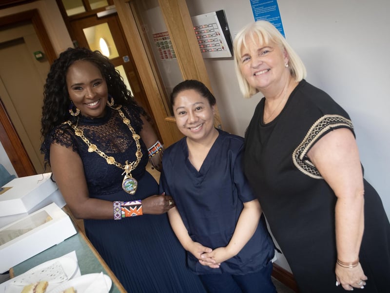 Mayor Lillian Seenoi-Barr being introduced to some of the staff during Thursday's event.