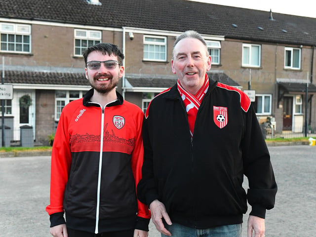 Fans arrive for Derry City’s game against Shamrock Rovers in the Brandywell. Photograph: George Sweeney