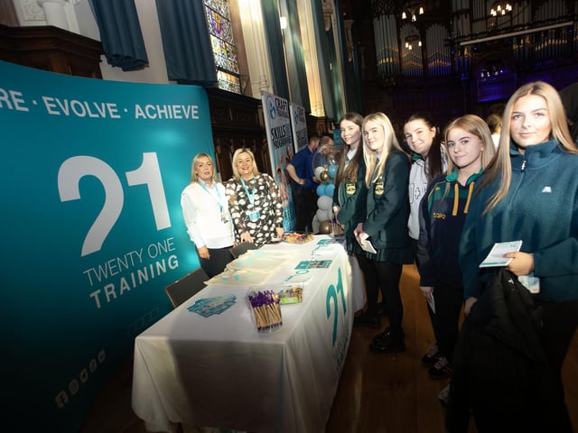 Students pictured at the 21 Training stall on Thursday.