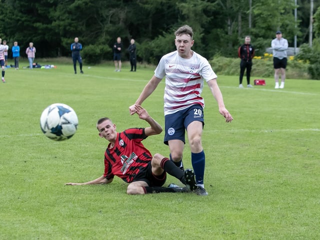 Foyle Cup action from the u-16 Fanad United v. Ballymoney Youth Academy clash at Lisnagelvin Playing Fields, Derry on Tuesday evening. (Photos: Jim McCafferty Photography)