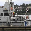 The British navel boat HMS Biter (P270-type patrol and training vessel), docked at Derry Quay during the Foyle Maritime Festival.  (Photo - Tom Heaney, nwpresspics)