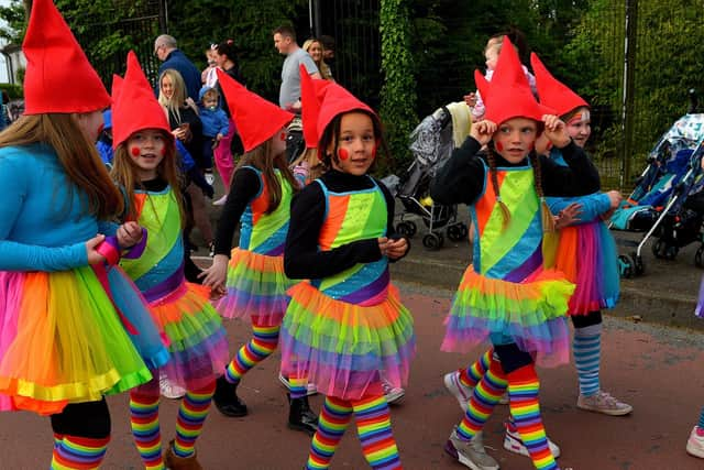 Colourful costumes on show at the Bealtaine Parade in Creggan.   Photo: George Sweeney.  DER2318GS – 61