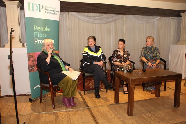 Guest presenter Diane Greer with Garda Anna McGranaghan, Roseena Toner and Olha Antonorych, who all spoke on the night.
