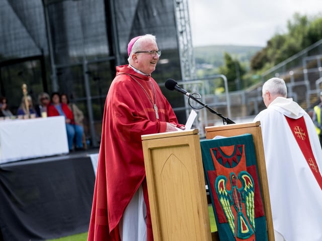 Participants at the Derry Diocese Fan The Flame annual Mass 2025 in Celtic Park.