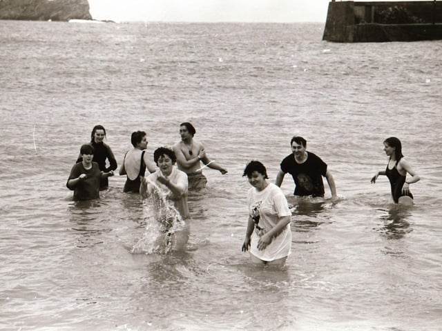 Taking a cold dip at Malin Head during Christmas Day, back in December 1994.