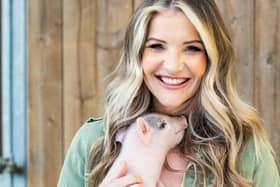 Helen Skelton with one of the new Spring arrivals